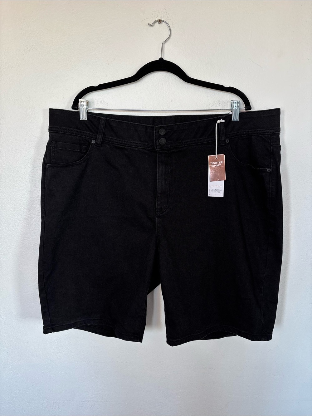 Lane Bryant High Rise Essential Stretch Bermuda Black Tighter Tummy Shorts